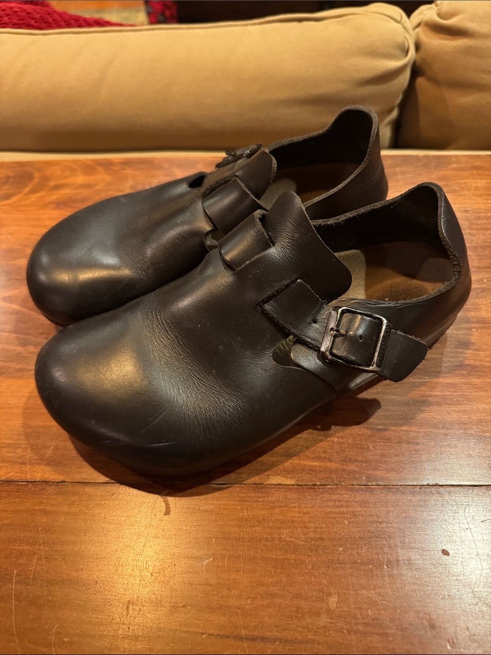 Birkenstock London Buckle Clogs Black Leather 38 Regular Fit Made in Germany